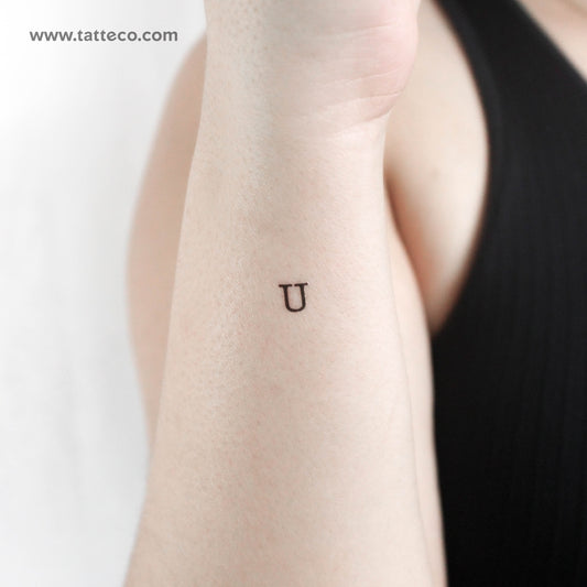 Tatuaje temporal de la letra U mayúscula de máquina de escribir (juego de 3)