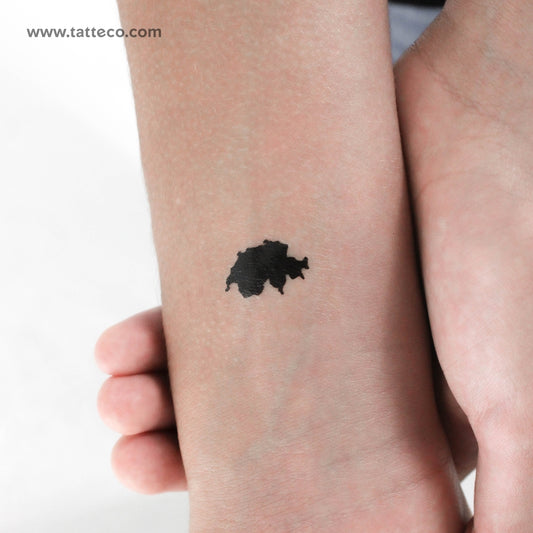 Small Switzerland Map Temporary Tattoo - Set of 3