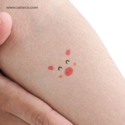 Minimalist Pig Face Temporary Tattoo - Set of 3