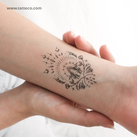 Tatuaje temporal de pulsera de doble rosa de Tukoi (juego de 3)