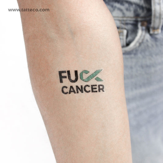 Tatuaje temporal "A la mierda con el cáncer de ovario" - Juego de 3