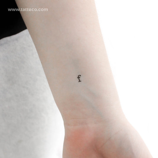 F Lowercase Typewriter Letter Temporary Tattoo - Set of 3