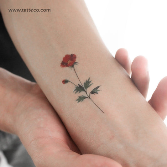 Red Chrysanthemum Temporary Tattoo by Zihee - Set of 3