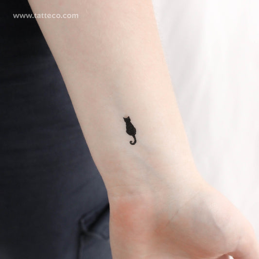 Small Black Cat Temporary Tattoo - Set of 3