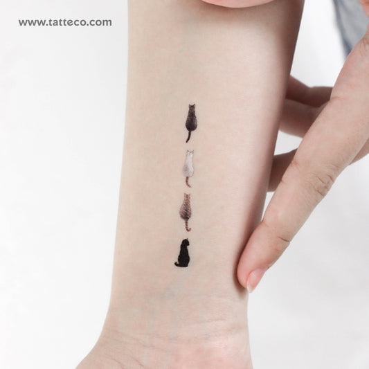 Four Cats Temporary Tattoo - Set of 3