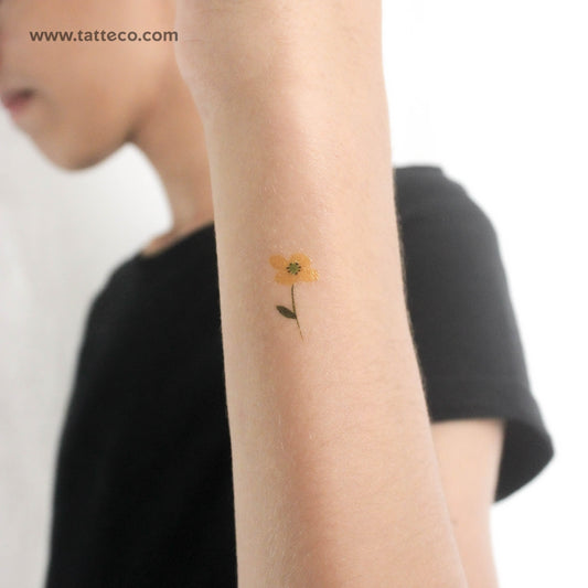 Tatuaje temporal de flor amarilla pequeña de Zihee (juego de 3)