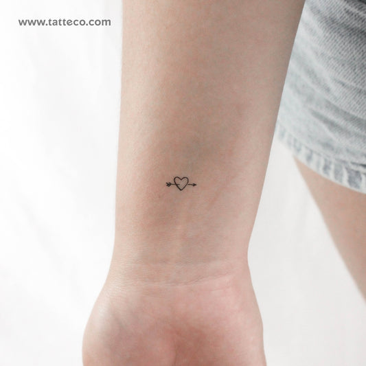 Hand-Drawn Heart And Arrow Temporary Tattoo - Set of 3