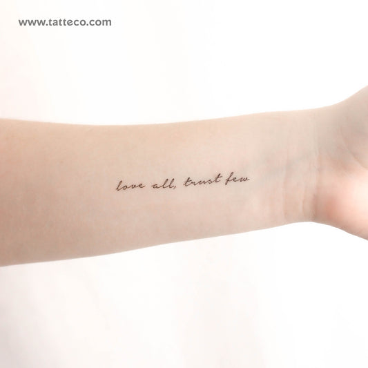 Tatuaje temporal "Ama a todos, confía en pocos" - Juego de 3