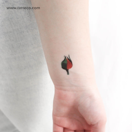 Tatuaje temporal de capullo de rosa naranja de Zihee (juego de 3)