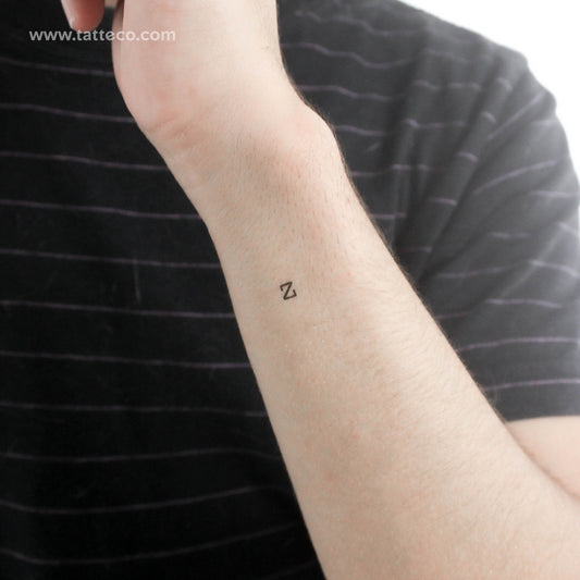 Tatuaje temporal de la letra Z minúscula de máquina de escribir (juego de 3)