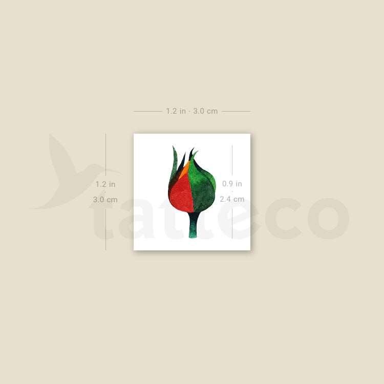 Orange Rose Bud Temporary Tattoo by Zihee - Set of 3