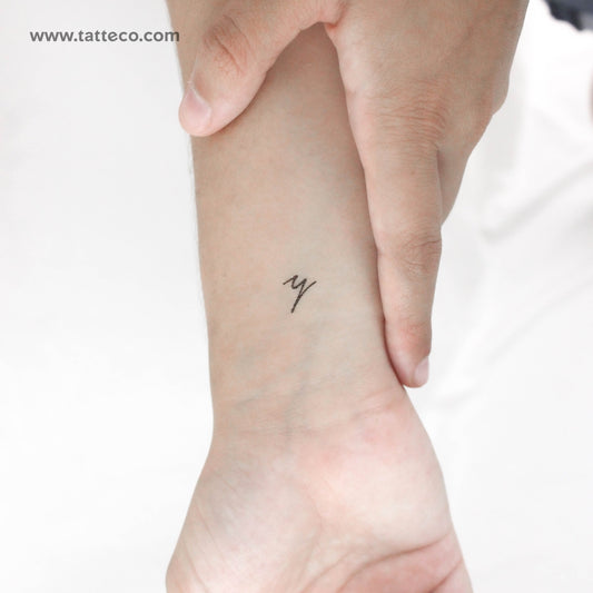 Tatuaje temporal de letra Y escrita a mano - Juego de 3