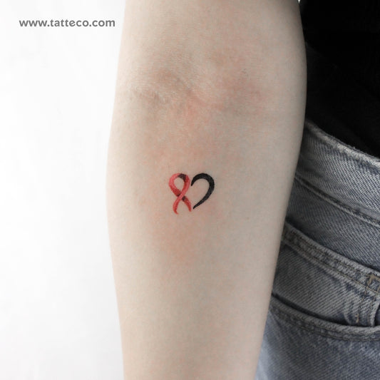 Tatuaje temporal de corazón para concienciar sobre el cáncer (juego de 3)