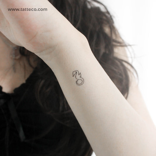 Minimalist Seahorse Temporary Tattoo - Set of 3