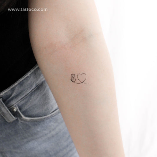 Tatuaje temporal de mariposa y corazón (juego de 3)