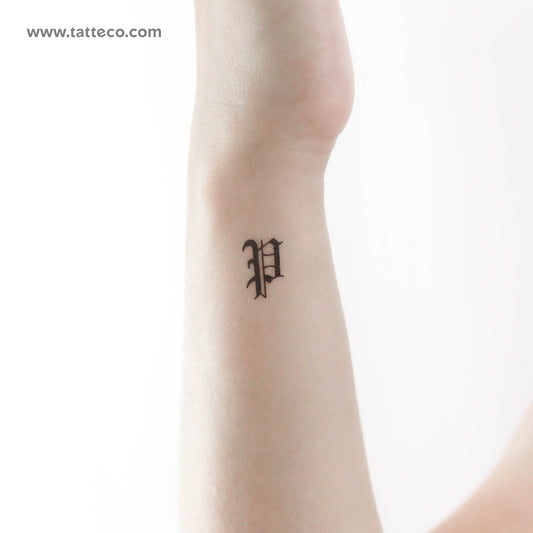 Gothic P Letter Temporary Tattoo - Set of 3