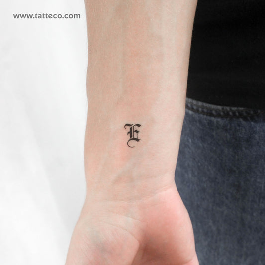 Gothic E Letter Temporary Tattoo - Set of 3