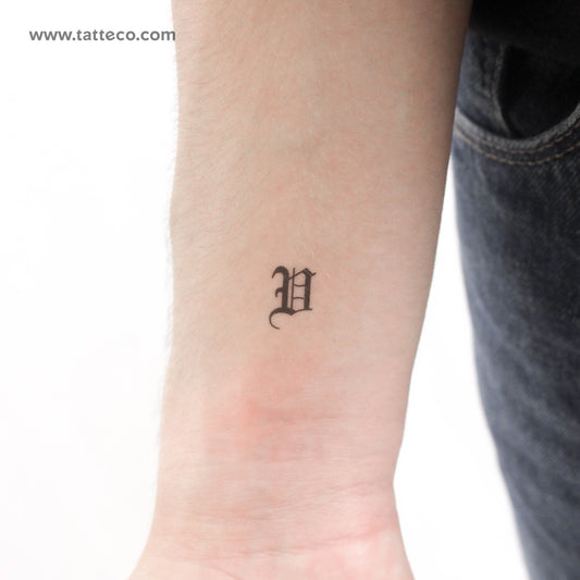 Gothic V Letter Temporary Tattoo - Set of 3