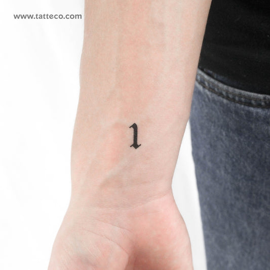 Gothic Style Number 1 Temporary Tattoo - Set of 3