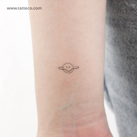 Tatuaje temporal de Saturno sonriente - Juego de 3