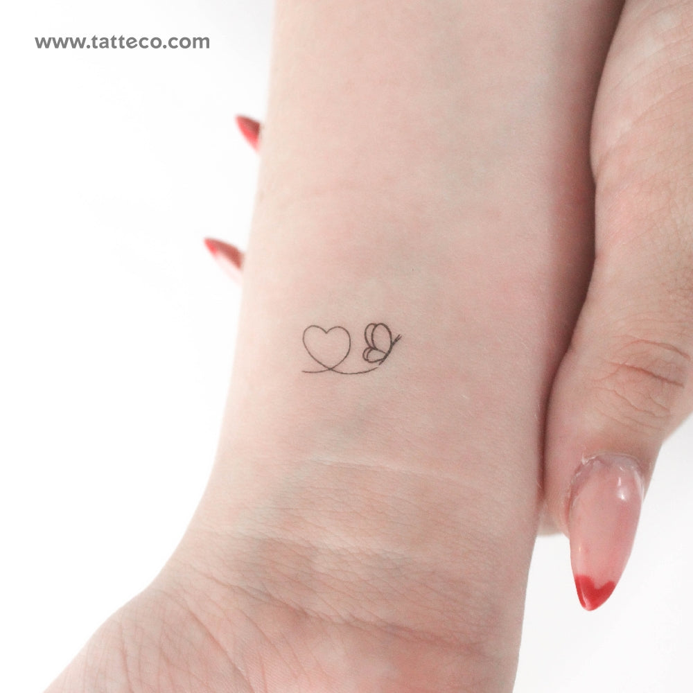 Tiny Butterfly Heart Temporary Tattoo - Set of 3, image size:1000x1000