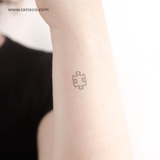Tatuaje temporal de pieza de rompecabezas de línea fina diminuta (juego de 3)