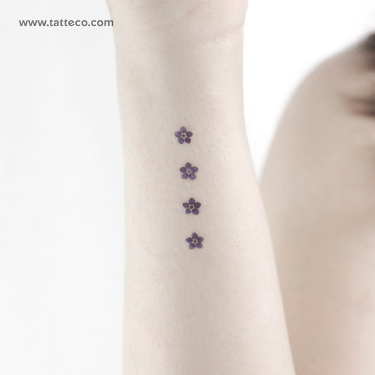 Tatuaje temporal de cuatro flores nomeolvides (juego de 3)