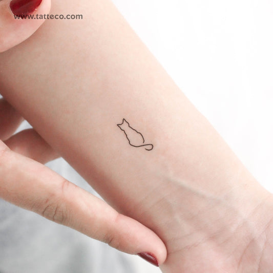 Line Art Cat Temporary Tattoo - Set of 3