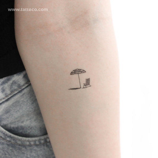 Parasol And Beach Chair Temporary Tattoo - Set of 3