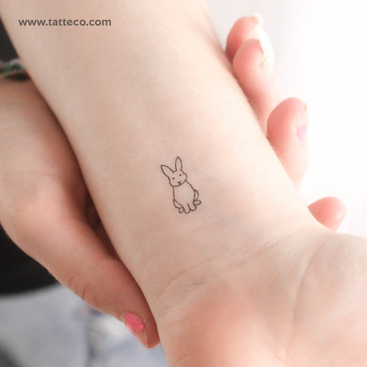 Tatuaje temporal de conejo sentado - Juego de 3