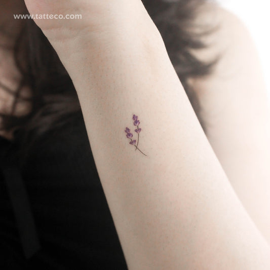 Tiny Watercolor Lavender Temporary Tattoo - Set of 3