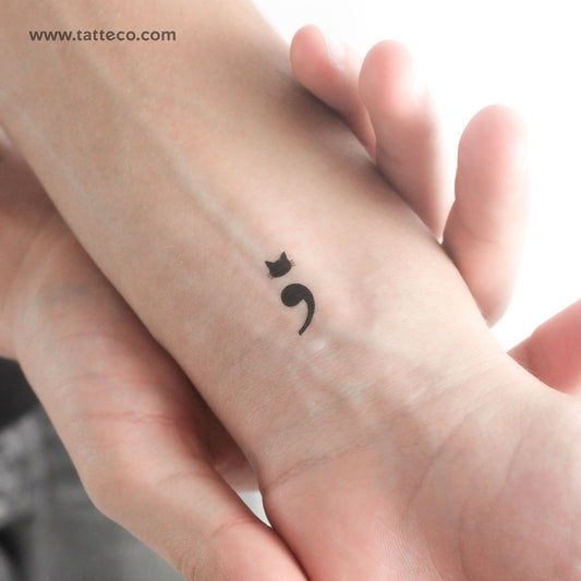 Semicolon Cat Temporary Tattoo - Set of 3