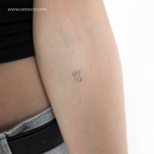Old English T Letter Temporary Tattoo - Set of 3