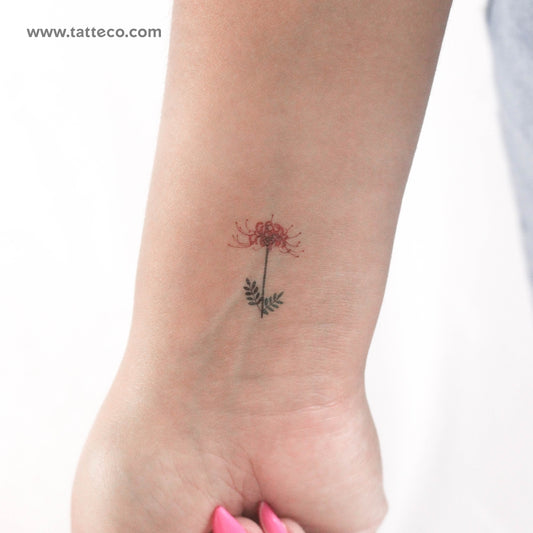 Tatuaje temporal de lirio araña rojo pequeño de Zihee (juego de 3)