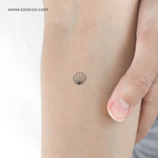 Tiny Scallop Shell Temporary Tattoo - Set of 3
