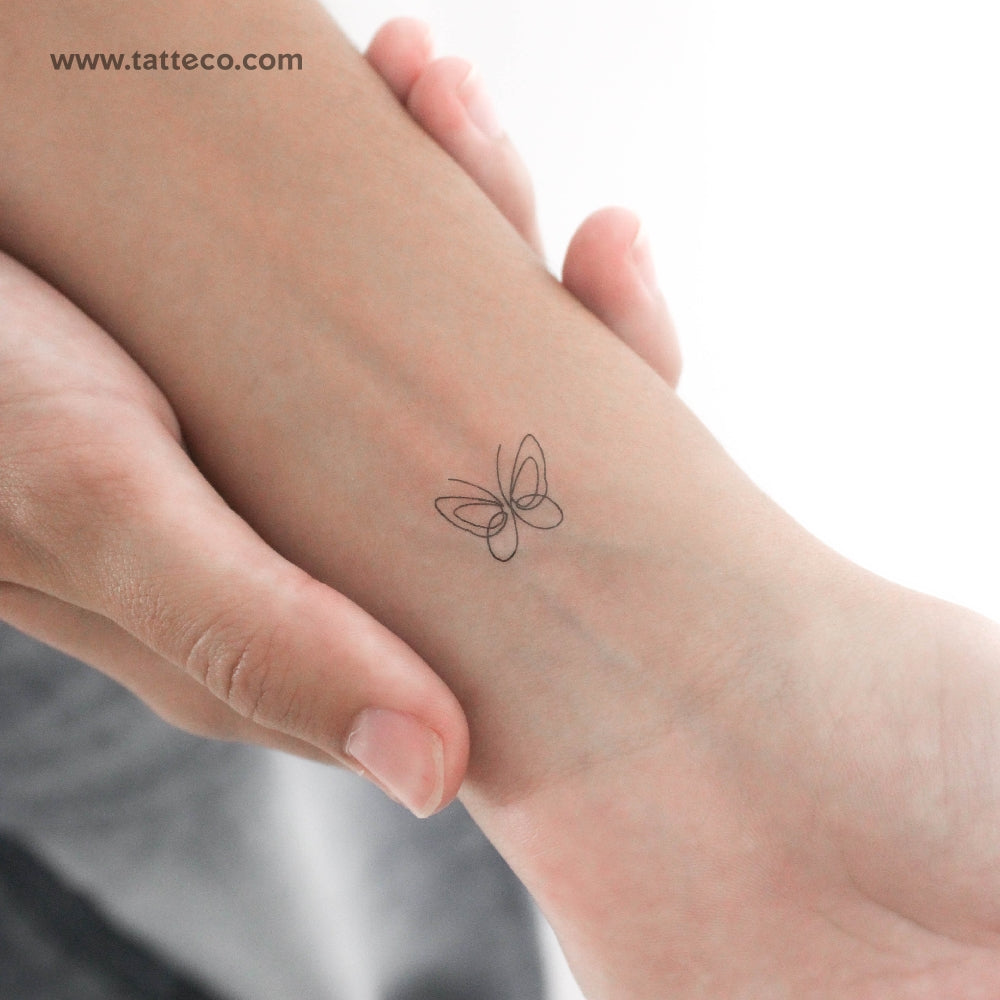 Little Single Line Butterfly Temporary Tattoo - Set of 3, image size:1000x1000
