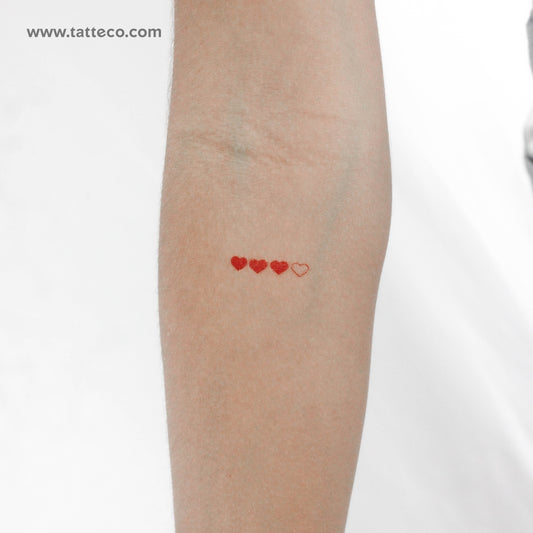 Tatuaje temporal de corazones rojos (juego de 3)