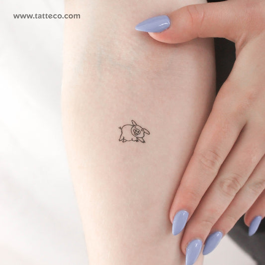 Tatuaje temporal de cerdo feliz - Juego de 3