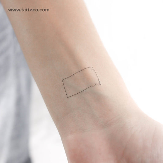 South Dakota Map Outline Temporary Tattoo - Set of 3
