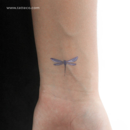 Tatuaje temporal de libélula azul en acuarela (juego de 3)