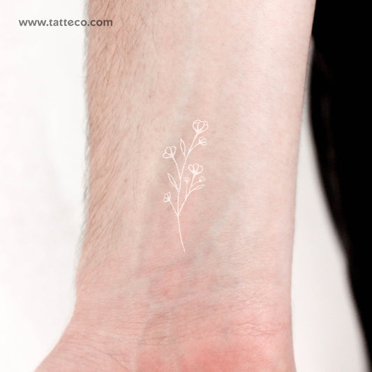 Small White Gypsophila Temporary Tattoo - Set of 3