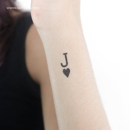 Tatuaje temporal de la jota de corazones negra - Juego de 3