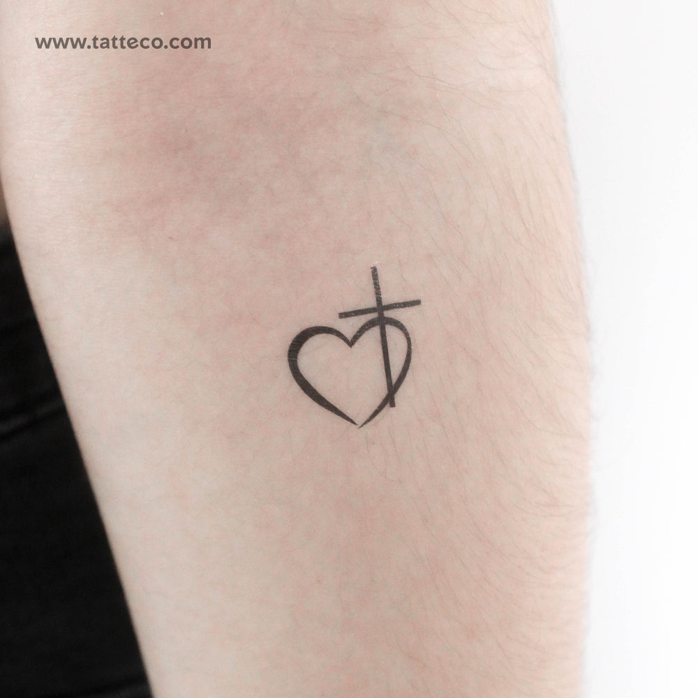 Cross Heart Temporary Tattoo - Set of 3 – Tatteco Temporary Tattoos