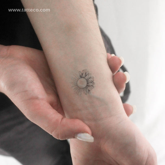 Tatuaje temporal de girasol y sol (juego de 3)