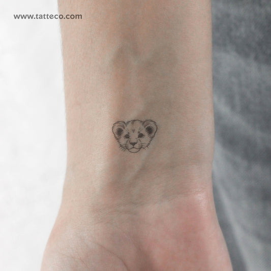Lion Cub Portrait Temporary Tattoo - Set of 3