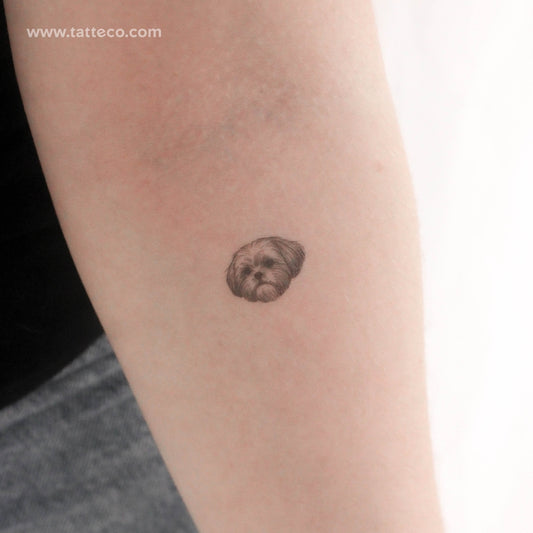 Fine Line Shih Tzu Portrait Temporary Tattoo - Set of 3