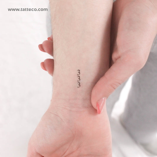 Tatuaje temporal vertical pequeño 333 - Juego de 3