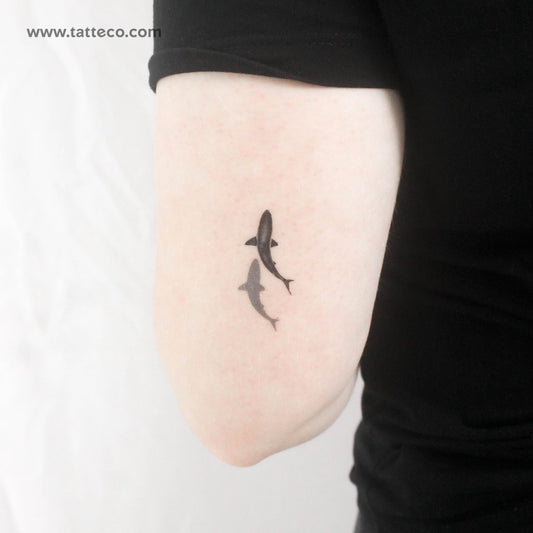 Shark And Shadow Temporary Tattoo - Set of 3