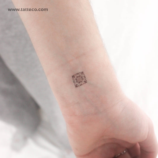 Tiny Portuguese Tile Temporary Tattoo - Set of 3