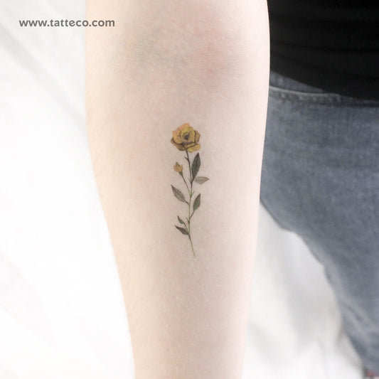 Tatuaje temporal de rosa amarilla de Lena Fedchenko (juego de 3)
